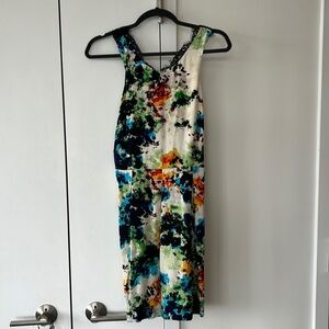 Madison Marcus floral dress with cut out lace back